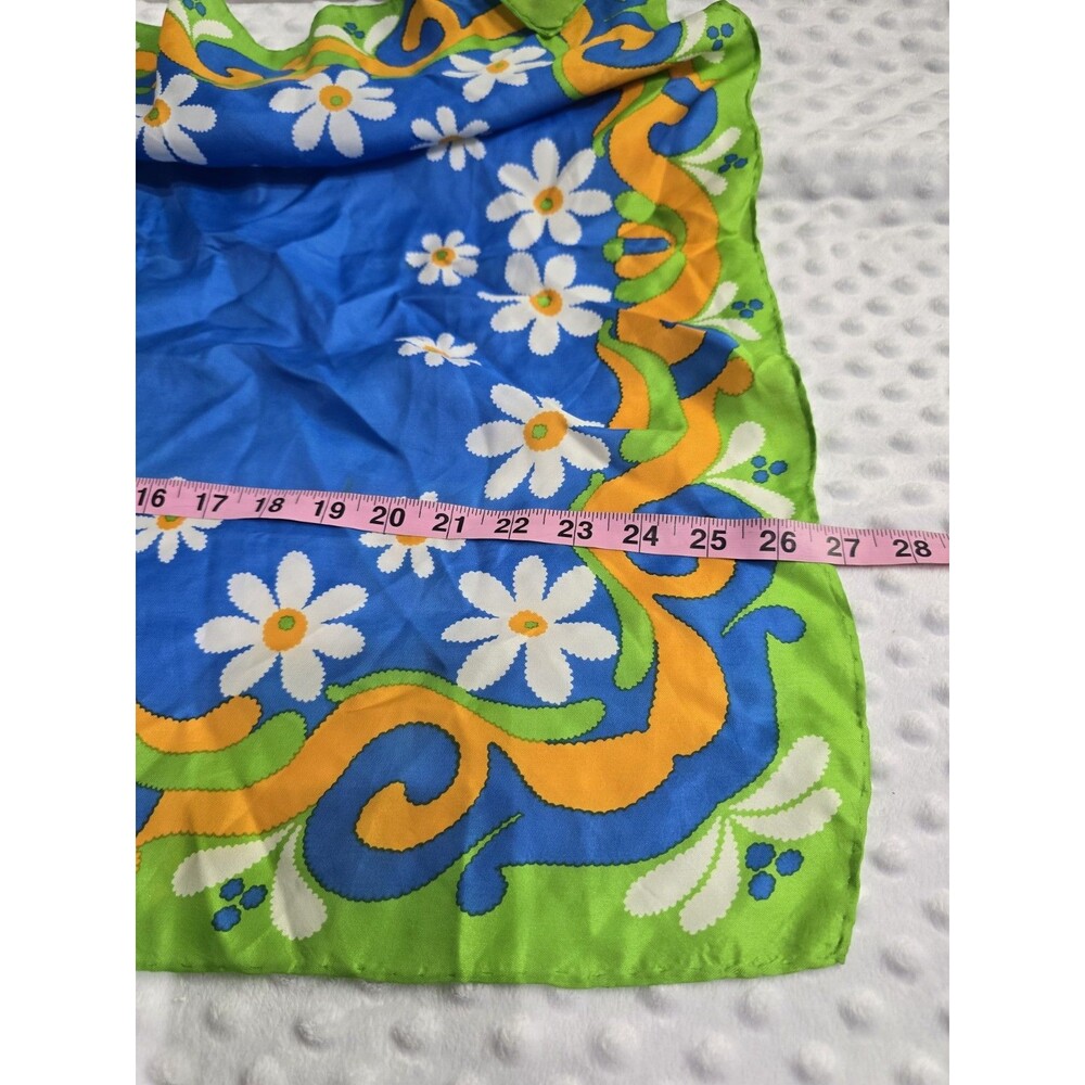 Vintage Ladies Chiffon Scarf Retro 60’s Multicolor Flower Power Boho Hippie 27” - Picture 3 of 10